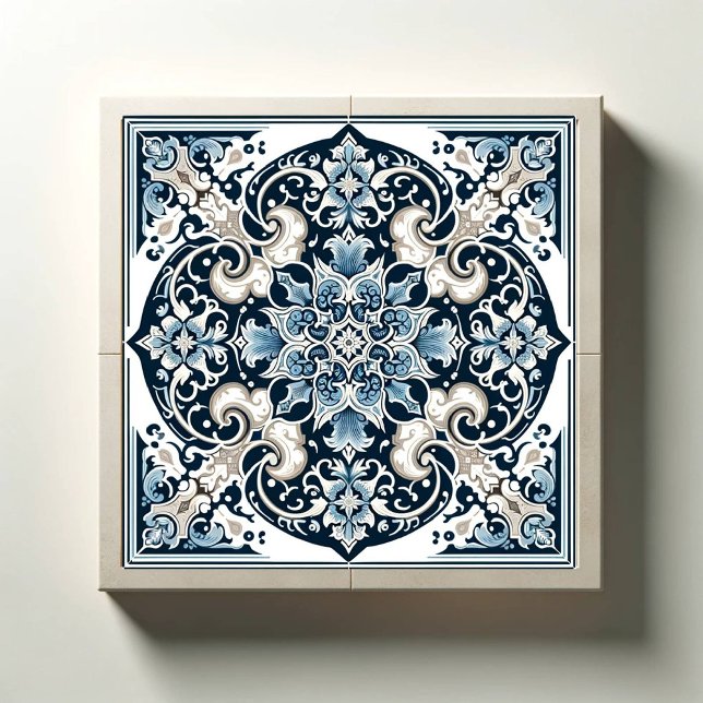 Azure Lotus Majesty Ceramic Tile (Creator Uploaded)