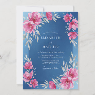 Azure Magenta Painted Wedding Invitation