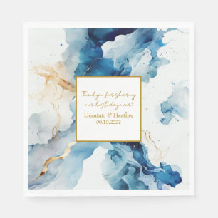 AZURE Marble Dreams Gala Glitter Save The Date Napkin