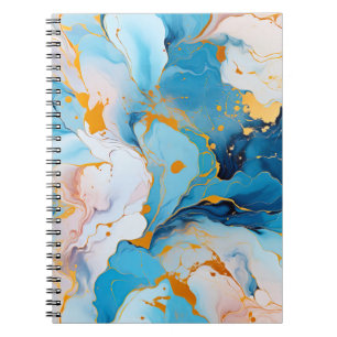 Azure Marble with Golden Splashes Notebook