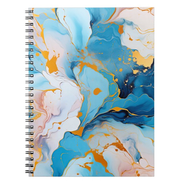 Azure Marble with Golden Splashes Notebook (Front)