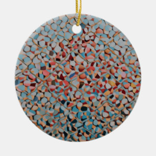 Azure Mosaic Flow Abstract Textured Pattern Ceramic Ornament