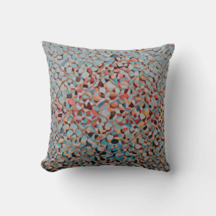 Azure Mosaic Flow Abstract Textured Pattern Cushion