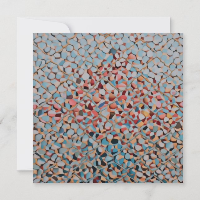 Azure Mosaic Flow Abstract Textured Pattern Invitation (Front)