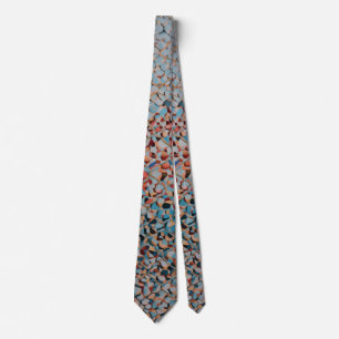 Azure Mosaic Flow Abstract Textured Pattern Tie