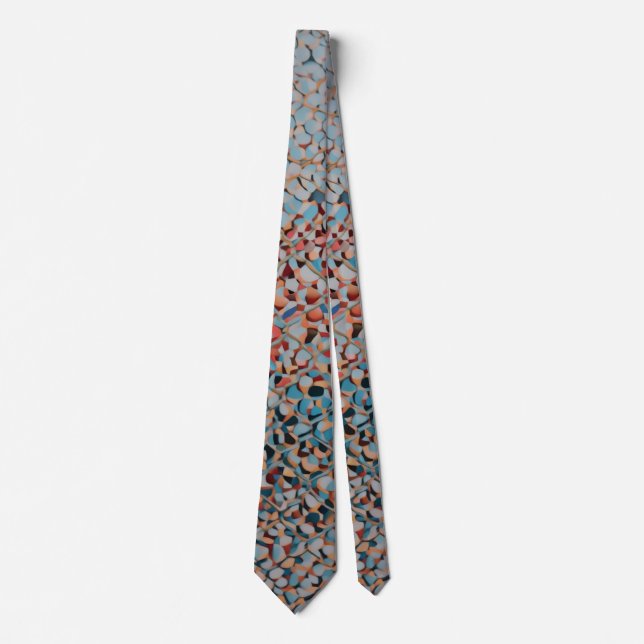 Azure Mosaic Flow Abstract Textured Pattern Tie (Front)