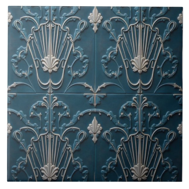 Azure Nautilus Ceramic Tile (Front)