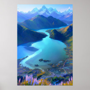 Azure Oasis: A Serene Mountain Lake Poster
