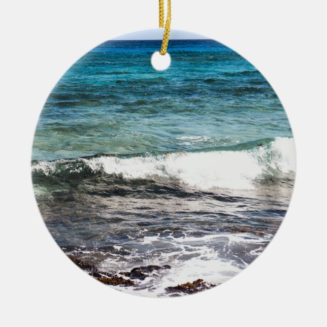 Azure Ocean  Ceramic Ornament (Front)