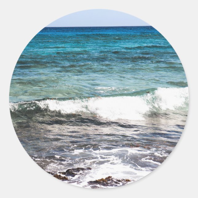 Azure Ocean  Classic Round Sticker (Front)