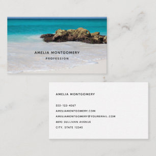 Azure Ocean Sandy Beach Photo Business Card