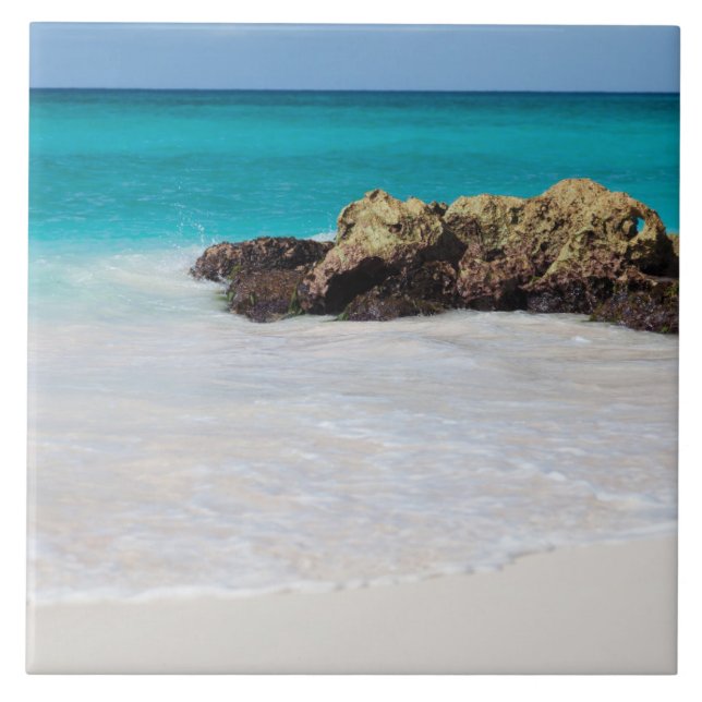 Azure Ocean Sandy Beach Photo Ceramic Tile (Front)