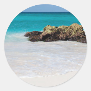 Azure Ocean Sandy Beach Photo Classic Round Sticker