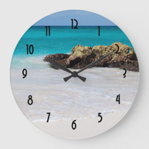 Azure Ocean Sandy Beach Photo Large Clock