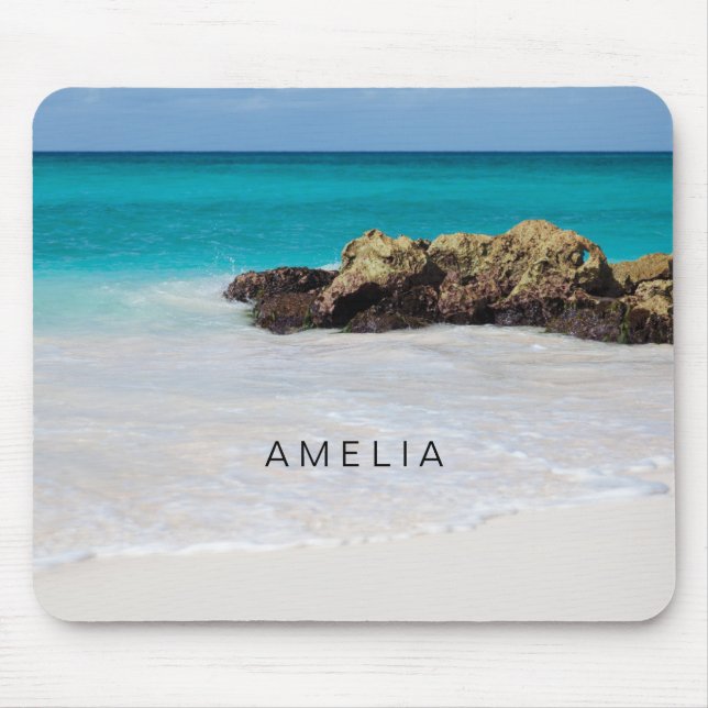 Azure Ocean Sandy Beach Photo Mouse Pad (Front)