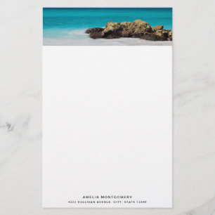 Azure Ocean Sandy Beach Photo Stationery