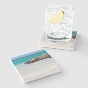 Azure Ocean Sandy Beach Photo Stone Coaster