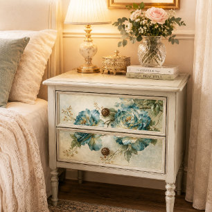 Azure Oil Paint Vintage Rose Branch Decoupage Tissue Paper
