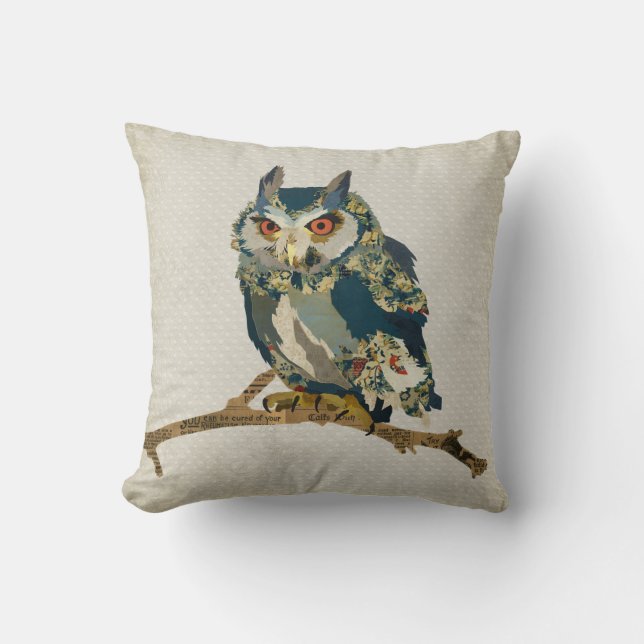 Azure Owl Mojo Pillow (Front)
