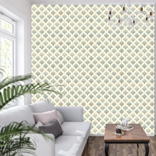 Azure Palm Pavilion Art Deco Coastal Palm Wallpaper