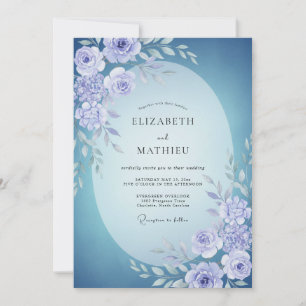 Azure Periwinkle Peony Wedding Invitation