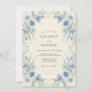 Azure Periwinkle Wreath Wedding Invitation