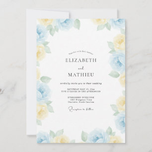 Azure Primrose Painted Wedding Invitation