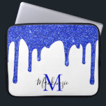 Azure Royal Blue Sparkle Glitter Drips Monogram Laptop Sleeve<br><div class="desc">Girly Royal Blue Sparkle Glitter Drips Monogram laptop sleeve with our trendy faux glitter drips in bright azure royal blue. Designed by Cedar and String. To personalise further, please click the "customise further" link and use the design tool to modify the design. If you need assistance or matching items, please...</div>