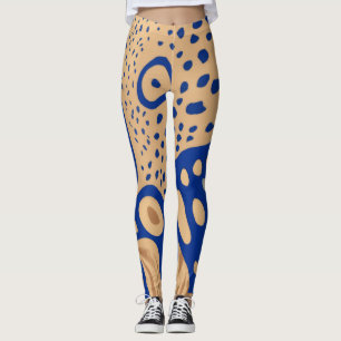 Azure Safari: Leggings with Blue and Sand Animal 