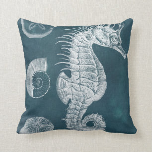 Azure Seahorse Study I Cushion