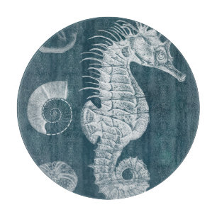 Azure Seahorse Study I Cutting Board