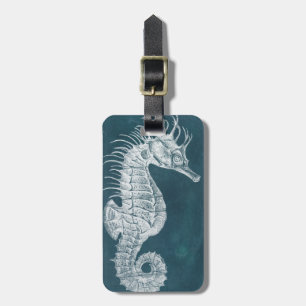 Azure Seahorse Study I Luggage Tag