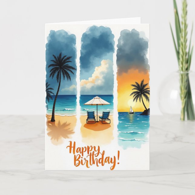 Azure Seascape Birthday Card (Front)