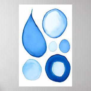 Azure Serene Curves Abstract    Poster