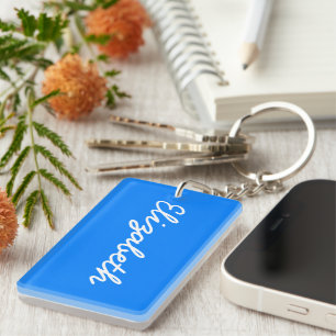 Azure Solid Colour Customise It Key Ring
