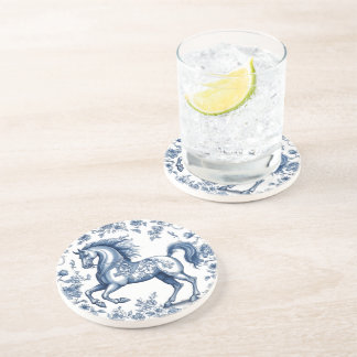 Azure Steed: Floral Grace  Coaster