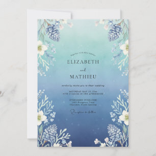 Azure Steel Foliage Eucalyptus Wedding Invitation