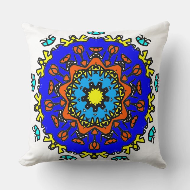 Azure Sun Mandala Cushion (Front)