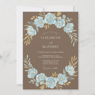 Azure Taupe Painted Wedding Invitation