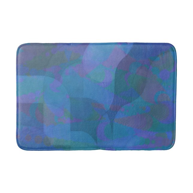 Azure Tides – Oceanic Abstract Geometry Bath Mat (Front)
