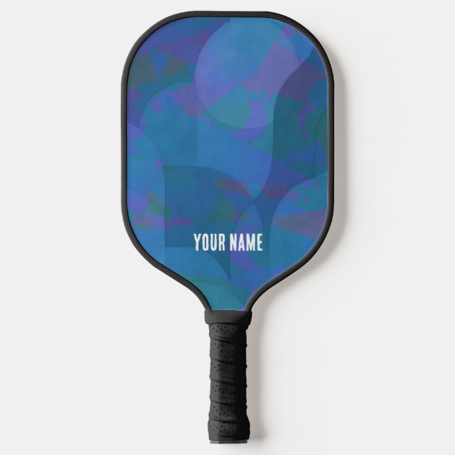 Azure Tides – Oceanic Abstract Geometry Pickleball Paddle (Front)