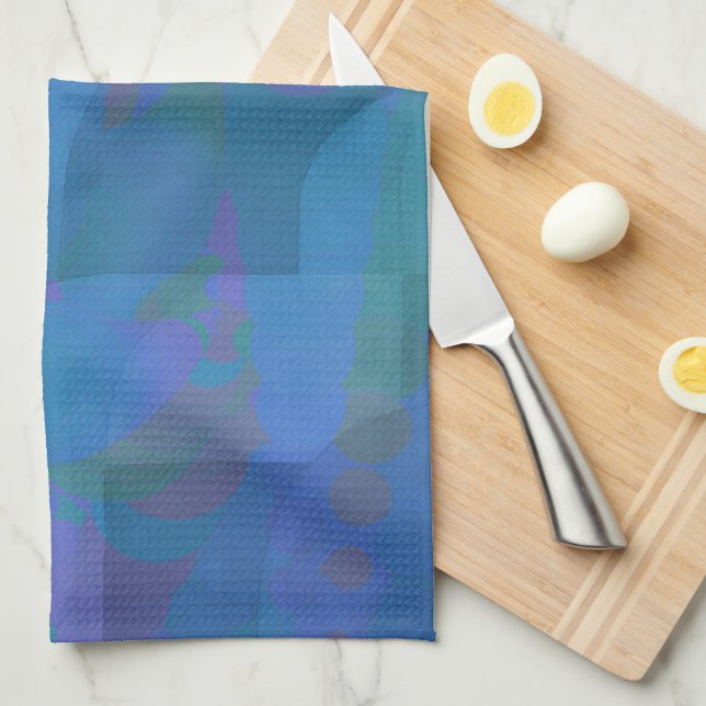 Azure Tides – Oceanic Abstract Geometry Tea Towel (Quarter Fold)