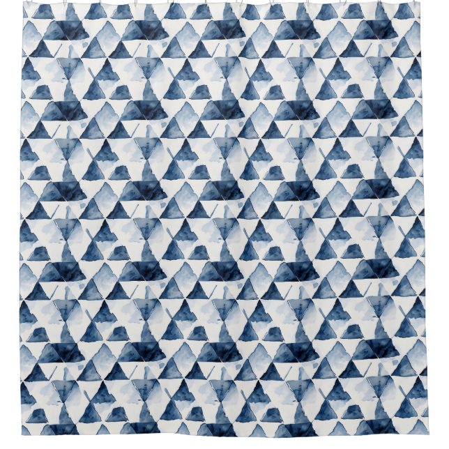 Azure Triangles Shower Curtain (Front)