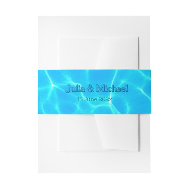  Azure Turquoise Bleu Water Reflection Minimalism Invitation Belly Band (Front Example)