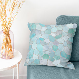 Azure Verdigris Mosaic Cushion