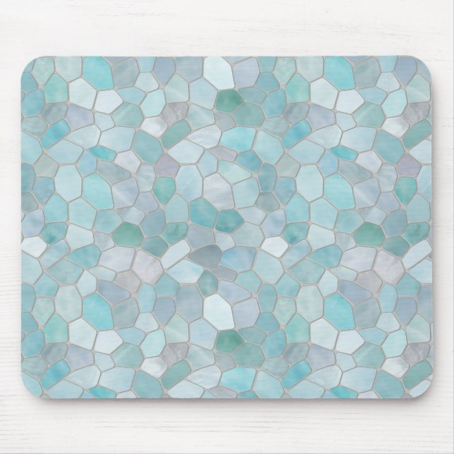 Azure Verdigris Mosaic Mouse Pad (Front)