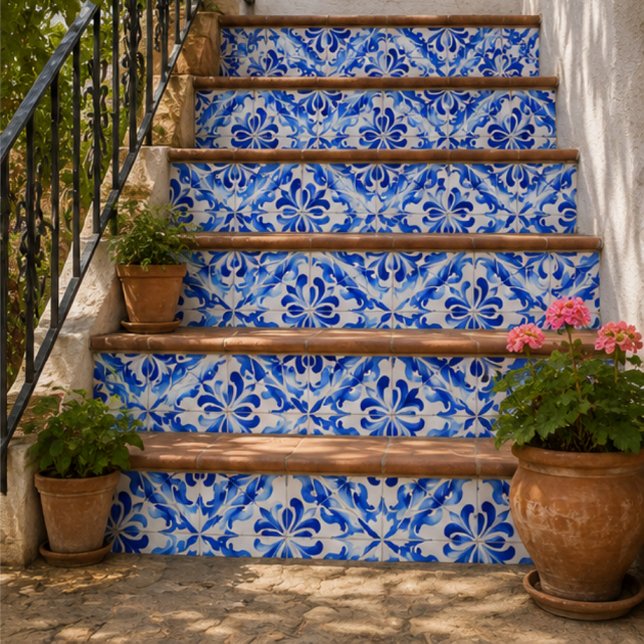Azure Waves Watercolor Blue Ornamental Mosaic   Ceramic Tile (Creator Uploaded)