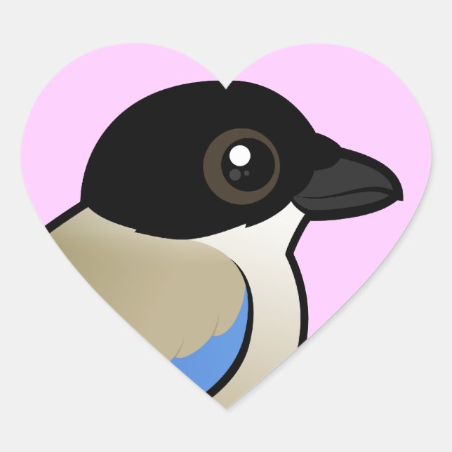 Azure-winged Magpie Heart Sticker (Front)