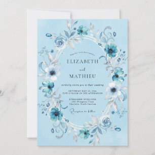 Azure Wreath Wedding Invitation