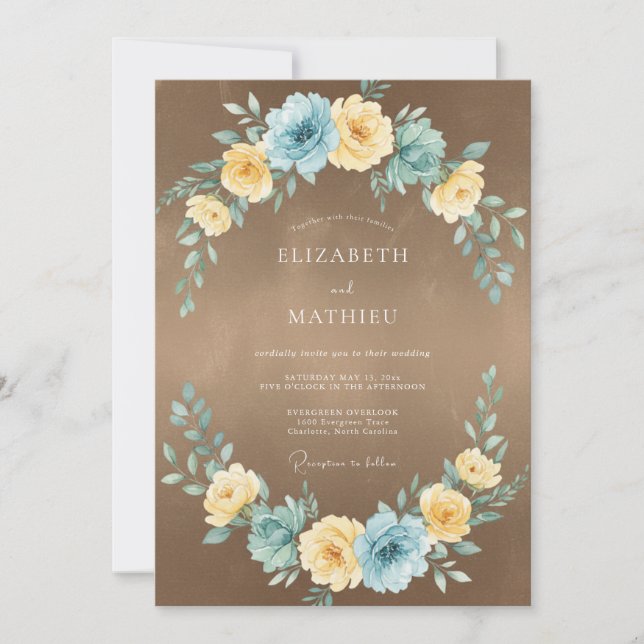 Azure Yellow Painted Wedding Invitation (Front)